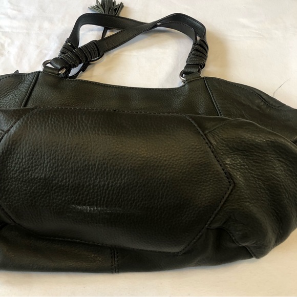 SANCTUARY DAEK OLIVE GREEN PEBBLED LEATHER TASSELED SATCHEL BAG - Picture 7 of 7